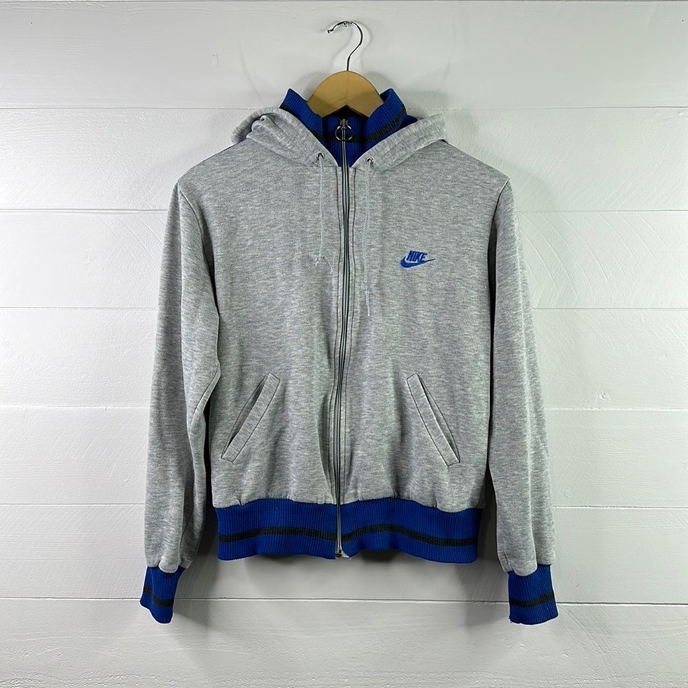 NIKE Gray Blue Vintage‎ Hooded Full Zip Jacket Size Medium